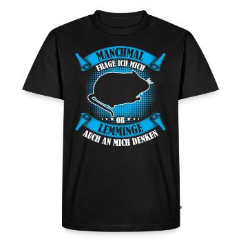 Lemmings Thinking of Me Vole Lemming - Men's Premium Organic T-Shirt - black - Front - Nico (187cm)