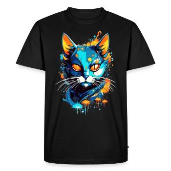 Chat de l’espace coloré - T-shirt Premium bio Homme - noir - Devant - Nico (187cm)