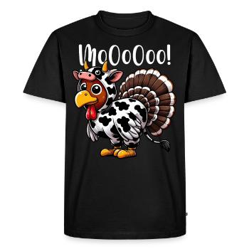 Drôle de vache Turquie Thanksgiving Design - T-shirt Premium bio Homme - noir - Devant - Nico (187cm)