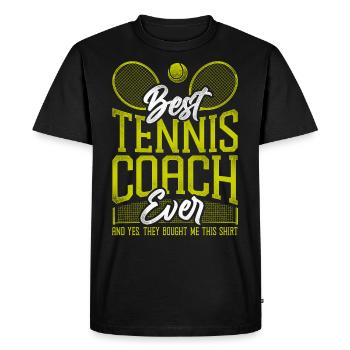 Funny Tennis Player Racket Coach - Men's Premium Organic T-Shirt - black - Front - Nico (187cm)