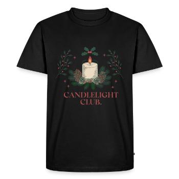 Candlelight Club - Ambiance festive et chaleureuse - T-shirt Premium bio Homme - noir - Devant - Nico (187cm)