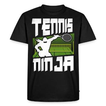 Drôle de joueur de tennis Raquette Ninja - T-shirt Premium bio Homme - noir - Devant - Nico (187cm)