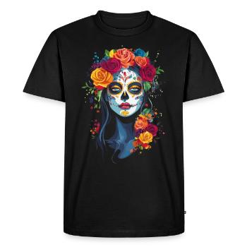 Art coloré de Catrina pour Dia de los Muertos - T-shirt Premium bio Homme - noir - Devant - Nico (187cm)
