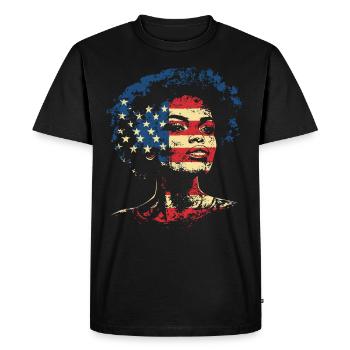 Afro Heritage États-Unis Drapeau Noir Histoire Art - T-shirt Premium bio Homme - noir - Devant - Nico (187cm)