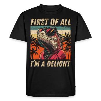 Tropical Iguana Style - Retro Shirt Design - Men's Premium Organic T-Shirt - black - Front - Nico (187cm)