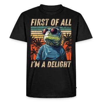 Art vintage de l’iguane - Look coloré du coucher de soleil - T-shirt Premium bio Homme - noir - Devant - Nico (187cm)