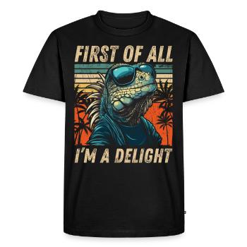 Vintage Iguana - Hoodie Sunset Look - Men's Premium Organic T-Shirt - black - Front - Nico (187cm)