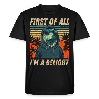 Retro Hoodie Iguana - Sarcastic Design - Men's Premium Organic T-Shirt - black - Front - Nico (187cm)