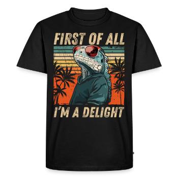 Iguane sarcastique - Style tropical décontracté - T-shirt Premium bio Homme - noir - Devant - Nico (187cm)