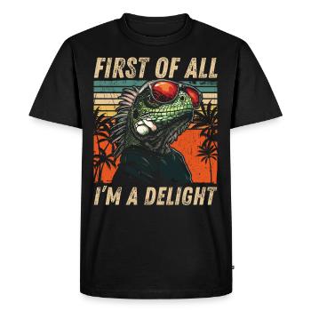 Iguane coloré - Style vintage des tropiques - T-shirt Premium bio Homme - noir - Devant - Nico (187cm)