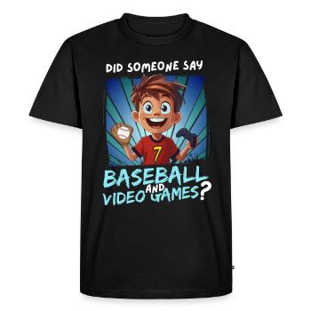 7th Birthday Baseball and Gaming for 7 Year Olds - Men's Premium Organic T-Shirt - black - Front - Nico (187cm)