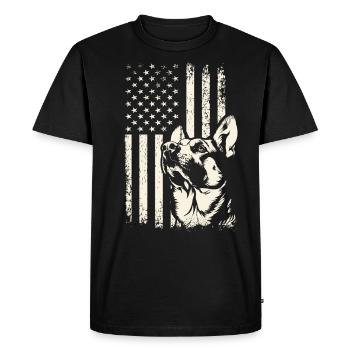 Journée des anciens combattants Berger allemand USA Pride - T-shirt Premium bio Homme - noir - Devant - Nico (187cm)