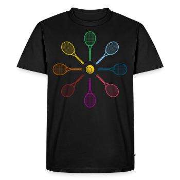Drôle de joueur de tennis Raquette Tennis - T-shirt Premium bio Homme - noir - Devant - Nico (187cm)