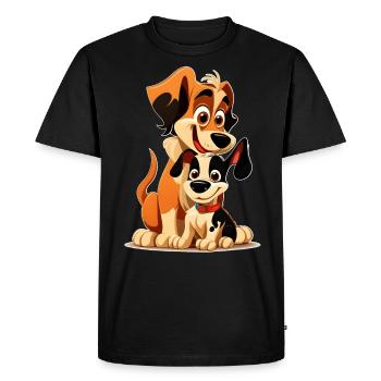 Chiens joueurs Happy Puppy et Duo Parent - T-shirt Premium bio Homme - noir - Devant - Nico (187cm)
