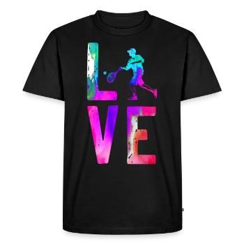 Funny Tennis Player Racket - Men's Premium Organic T-Shirt - black - Front - Nico (187cm)