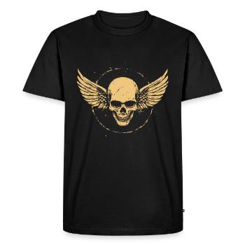Crâne avec des ailes pour motards – style rétro - T-shirt Premium bio Homme - noir - Devant - Nico (187cm)