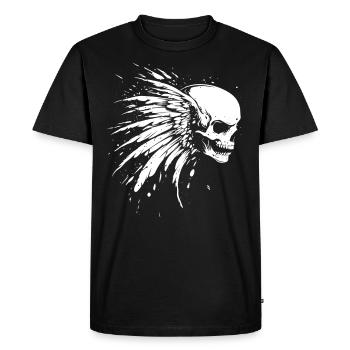 Crâne avec des ailes pour motards – look grunge - T-shirt Premium bio Homme - noir - Devant - Nico (187cm)