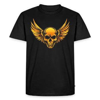 Crâne avec des ailes pour motards – Style luxueux - T-shirt Premium bio Homme - noir - Devant - Nico (187cm)