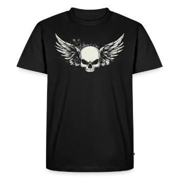 Crâne avec des ailes pour motards – Classique - T-shirt Premium bio Homme - noir - Devant - Nico (187cm)