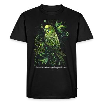 C’est là que vit ma perruche... - T-shirt Premium bio Homme - noir - Devant - Nico (187cm)