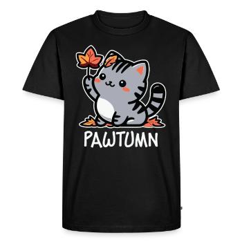 Pawtumn – Cute Autumn Cat Outfit - Men's Premium Organic T-Shirt - black - Front - Nico (187cm)