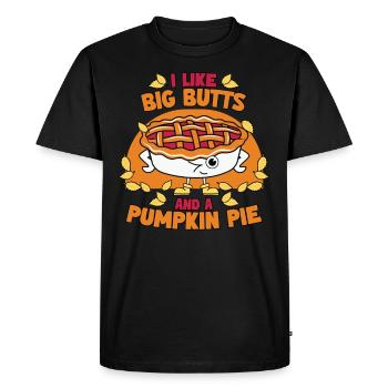I Like Big Pumpkins - Funny Autumn Outfit - Men's Premium Organic T-Shirt - black - Front - Nico (187cm)