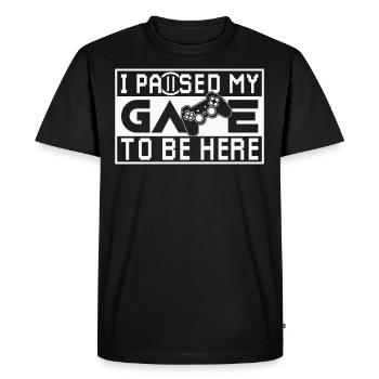 "I Paused My Game" - Funny Gaming Quote for Gamers - Men's Premium Organic T-Shirt - black - Front - Nico (187cm)