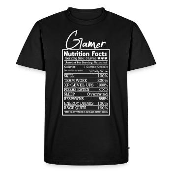 Gamer Nutritional Values – Funny Design for Gamers - Men's Premium Organic T-Shirt - black - Front - Nico (187cm)