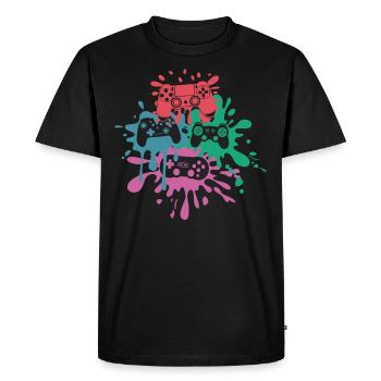 Pixel Controller – Conception de jeu rétro - T-shirt Premium bio Homme - noir - Devant - Nico (187cm)