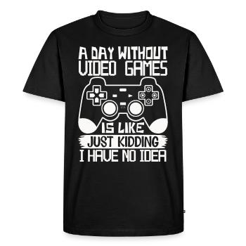 A day without video games – Funny gamer saying - Men's Premium Organic T-Shirt - black - Front - Nico (187cm)