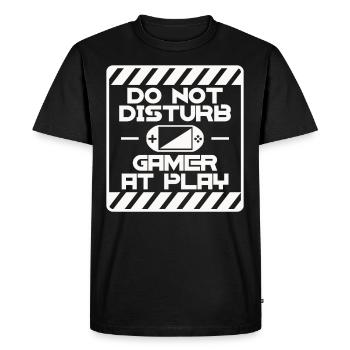 Jeux et gamers Do not disturb – les joueurs en action - T-shirt Premium bio Homme - noir - Devant - Nico (187cm)