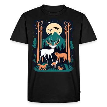 Zauberwald Wildtierszene – Naturabenteuer - Männer Premium Bio T-Shirt - Schwarz - Vorne - Nico (187cm)