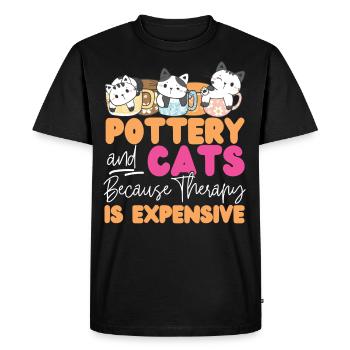 Pottery Ceramics Artist Cat - Men's Premium Organic T-Shirt - black - Front - Nico (187cm)