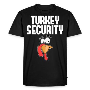 Sécurité de la dinde – Thanksgiving Family Fun - T-shirt Premium bio Homme - noir - Devant - Nico (187cm)