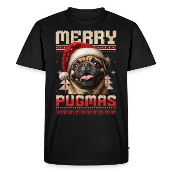Noël moche Merry Pugmas Carlin Look assorti - T-shirt Premium bio Homme - noir - Devant - Nico (187cm)