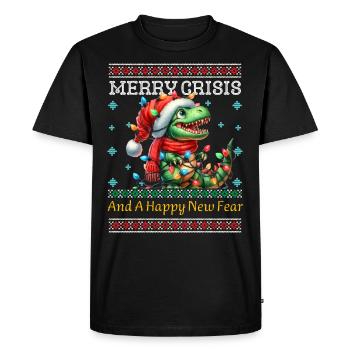 Dino T-Rex Joyeux Crise Noël Humour - T-shirt Premium bio Homme - noir - Devant - Nico (187cm)