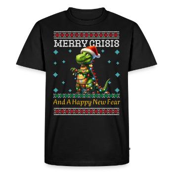 Joyeuse Crise Weihnachten Dino Noël laid - T-shirt Premium bio Homme - noir - Devant - Nico (187cm)