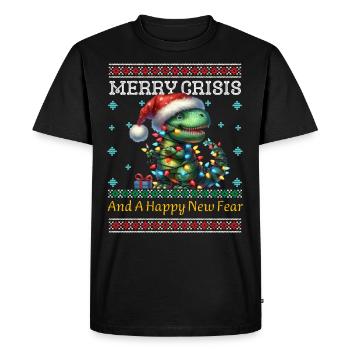 Dino Merry Crisis Ugly Christmas Weihnachten - T-shirt Premium bio Homme - noir - Devant - Nico (187cm)