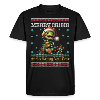 Dino Merry Crisis Weihnachten Noël laid - T-shirt Premium bio Homme - noir - Devant - Nico (187cm)