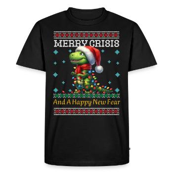 Dino Ugly Noël Joyeux Crise Weihnachten - T-shirt Premium bio Homme - noir - Devant - Nico (187cm)