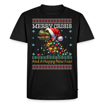 T-Rex Joyeux Crise Weihnachten Noël laid - T-shirt Premium bio Homme - noir - Devant - Nico (187cm)