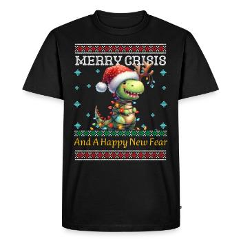 Weihnachten Merry Crisis Dino Ugly Christmas - T-shirt Premium bio Homme - noir - Devant - Nico (187cm)