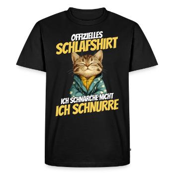Official Sleep Shirt - Cute Cat in Hoodie - Men's Premium Organic T-Shirt - black - Front - Nico (187cm)