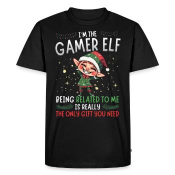 NoëlJe suis le lutin gamer - Partnerlook Weihnachte - T-shirt Premium bio Homme - noir - Devant - Nico (187cm)