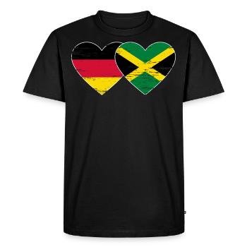 Allemagne Jamaïque Drapeau Coeur utilisé - T-shirt Premium bio Homme - noir - Devant - Nico (187cm)