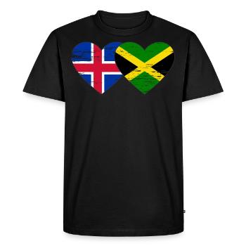 Islande Jamaïque drapeau coeur utilisé - T-shirt Premium bio Homme - noir - Devant - Nico (187cm)