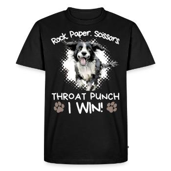 Roche Papier Ciseaux Gorge Punch - Border Collie - T-shirt Premium bio Homme - noir - Devant - Nico (187cm)