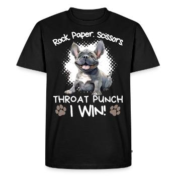 Roche Papier Ciseaux Bouledogue Français Drôle - T-shirt Premium bio Homme - noir - Devant - Nico (187cm)
