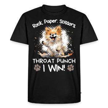 Roche Papier Ciseaux Poméranien Drôle Sarcastique - T-shirt Premium bio Homme - noir - Devant - Nico (187cm)