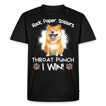 Roche Papier Ciseaux Shiba Inu Sarcasme Humour - T-shirt Premium bio Homme - noir - Devant - Nico (187cm)